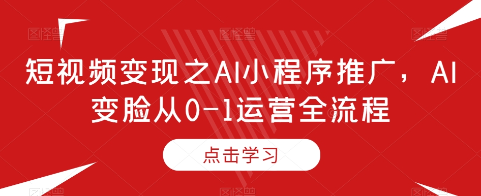 短视频变现之AI小程序推广，AI变脸从0-1运营全流程-智慧宝库