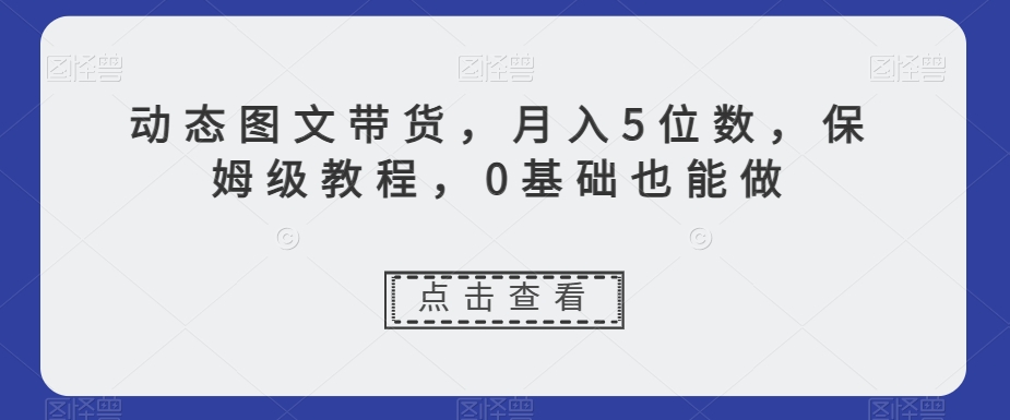 动态图文带货，月入5位数，保姆级教程，0基础也能做【揭秘】-智慧宝库