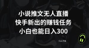 小说推文无人直播,快手新出的赚钱任务,小白也能日入300+【揭秘】-智慧宝库
