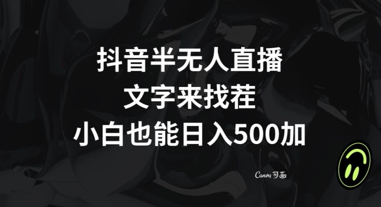 抖音半无人直播，文字来找茬小游戏，每天收益500+【揭秘】-智慧宝库