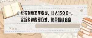 小红书姻缘玄学变现，日入1500+，全新多种变现方式，附带姻缘合盘【揭秘】-智慧宝库