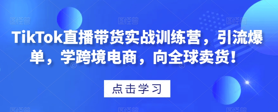 TikTok直播带货实战训练营，引流爆单，学跨境电商，向全球卖货！-智慧宝库