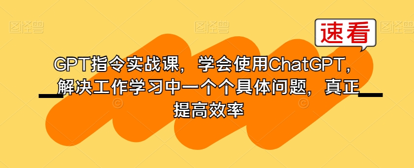 GPT指令实战课，学会使用ChatGPT，解决工作学习中一个个具体问题，真正提高效率-智慧宝库