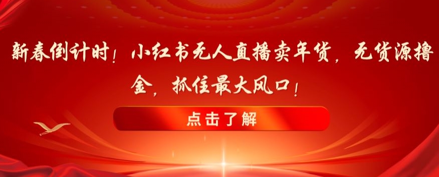 新春倒计时！小红书无人直播卖年货，无货源撸金，抓住最大风口【揭秘】-智慧宝库