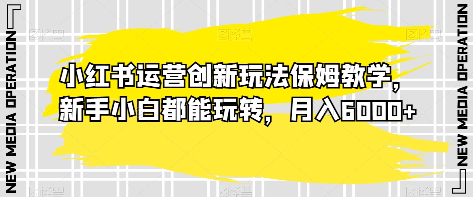 小红书运营创新玩法保姆教学，新手小白都能玩转，月入6000+【揭秘】-智慧宝库