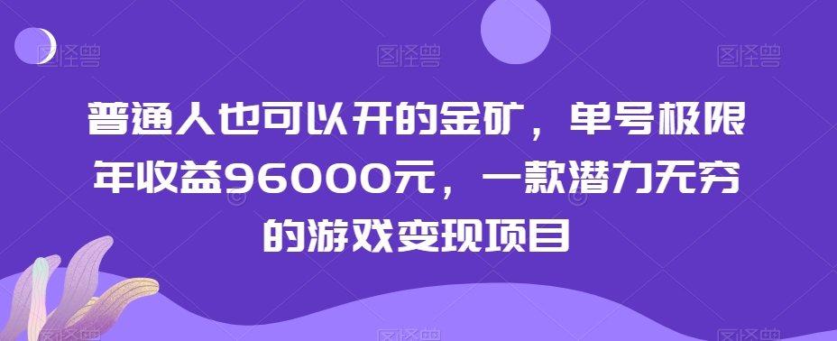 普通人也可以开的金矿，单号极限年收益96000元，一款潜力无穷的游戏变现项目【揭秘】-智慧宝库