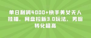 单日利润4000+快手美女无人挂播,网盘拉新3.0玩法,男粉转化超高【揭秘】-智慧宝库