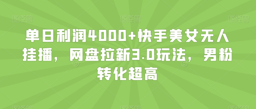 单日利润4000+快手美女无人挂播，网盘拉新3.0玩法，男粉转化超高【揭秘】-智慧宝库