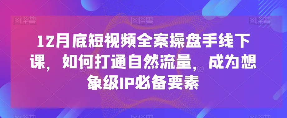 12月底短视频全案操盘手线下课，如何打通自然流量，成为想象级IP必备要素-智慧宝库