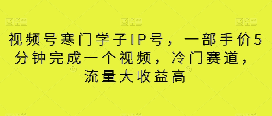 视频号寒门学子IP号，一部手价5分钟完成一个视频，冷门赛道，流量大收益高【揭秘】-智慧宝库