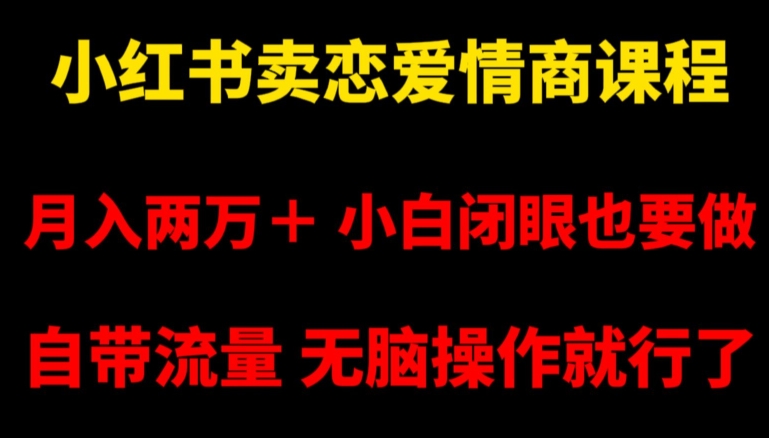 小红书卖恋爱情商课程，月入两万＋，小白闭眼也要做，自带流量，无脑操作就行了【揭秘】-智慧宝库