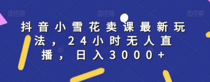 抖音小雪花卖课最新玩法，24小时无人直播，日入3000+【揭秘】-智慧宝库