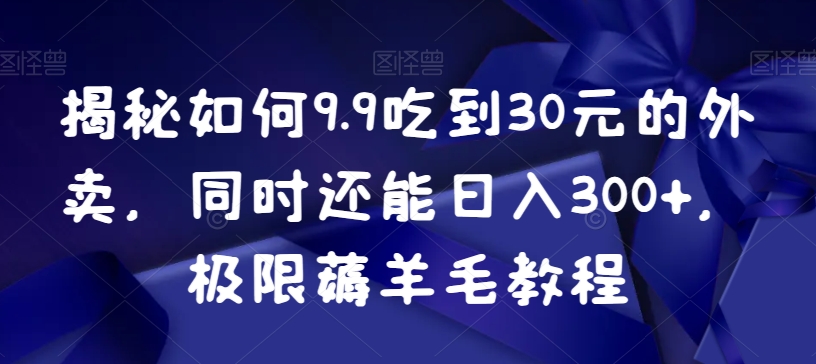 揭秘如何9.9吃到30元的外卖，同时还能日入300+，极限薅羊毛教程-智慧宝库