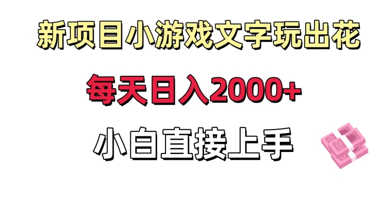 新项目小游戏文字玩出花日入2000+，每天只需一小时，小白直接上手【揭秘】-智慧宝库