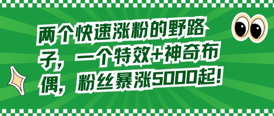 两个快速涨粉的野路子，一个特效+神奇布偶，粉丝暴涨5000起【揭秘】-智慧宝库