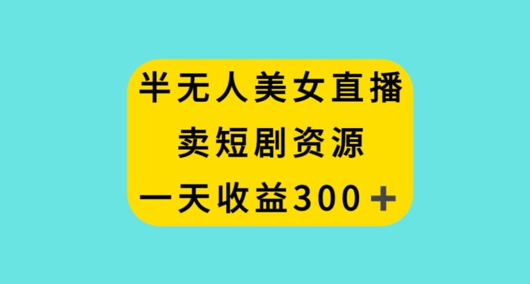 半无人美女直播，卖短剧资源，一天收益300+【揭秘】-智慧宝库