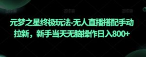 元梦之星终极玩法-无人直播搭配手动拉新,新手当天无脑操作日入800+【揭秘】-智慧宝库