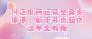 抖店电商运营全套实操课，新手开店起店爆单全教程-智慧宝库