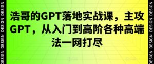 浩哥的GPT落地实战课，主攻GPT，从入门到高阶各种高端法一网打尽-智慧宝库