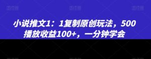 小说推文1:1复制原创玩法,500播放收益100+,一分钟学会【揭秘】-智慧宝库