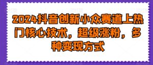 2024抖音创新小众赛道上热门核心技术，超级涨粉，多种变现方式【揭秘】-智慧宝库