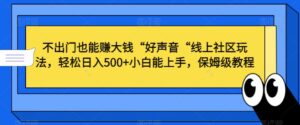 不出门也能赚大钱“好声音“线上社区玩法，轻松日入500+小白能上手，保姆级教程【揭秘】-智慧宝库