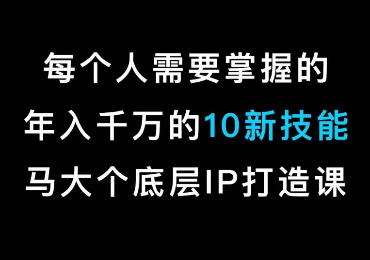 马大个的IP底层逻辑课，​每个人需要掌握的年入千万的10新技能，约会底层IP打造方法！-智慧宝库