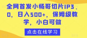 全网首发小杨哥切片IP3.0,日入500+,保姆级教学,小白可做【揭秘】-智慧宝库