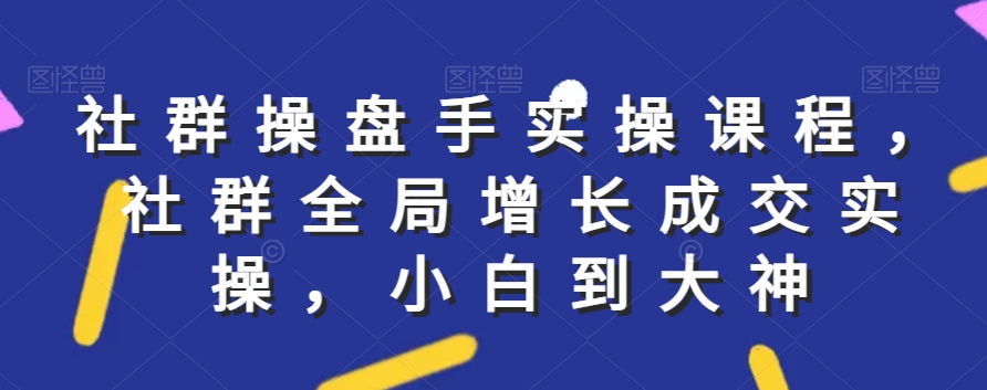 社群实操课程，社群全局增长成交实操，小白到大神-智慧宝库