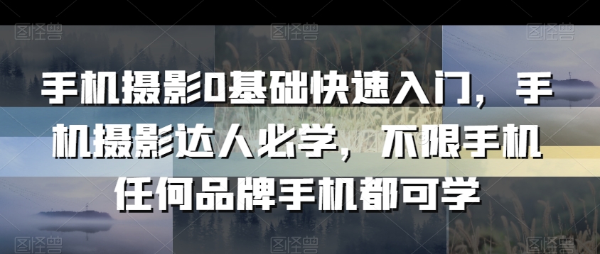 手机摄影0基础快速入门，手机摄影达人必学，不限手机任何品牌手机都可学-智慧宝库