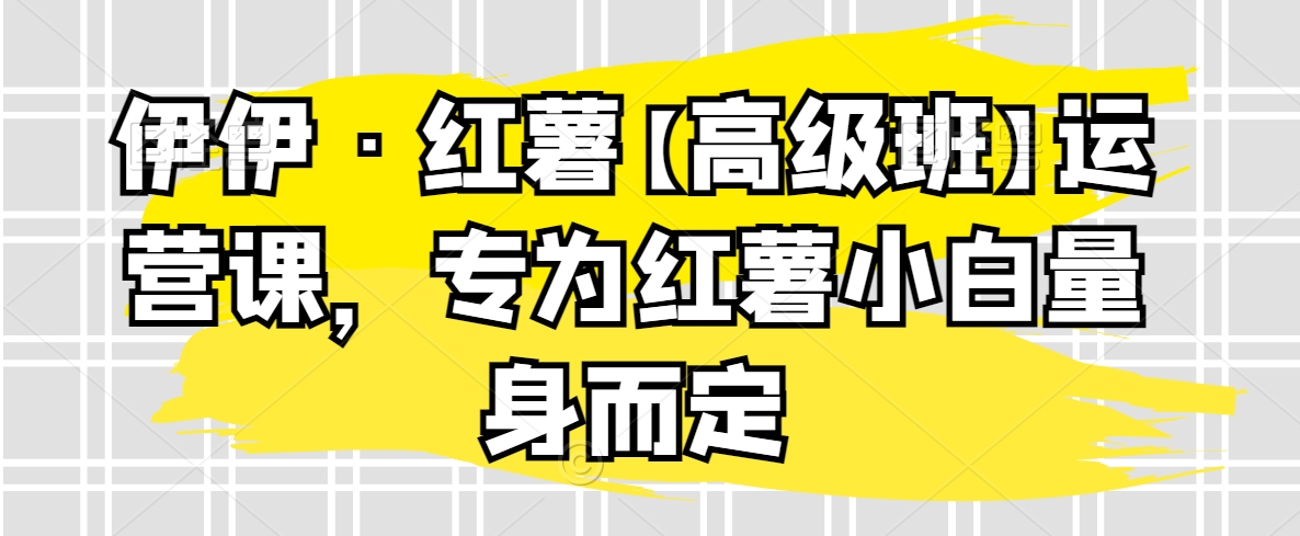 伊伊·红薯【高级班】运营课，专为红薯小白量身而定-智慧宝库