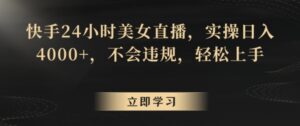 快手24小时美女直播，实操日入4000+，不会违规，轻松上手-智慧宝库