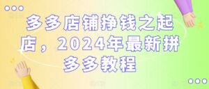 多多店铺挣钱之起店,2024年最新拼多多教程-智慧宝库