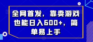 全网首发，靠卖游戏也能日入600+，简单易上手-智慧宝库