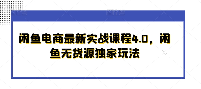 闲鱼电商最新实战课程4.0，闲鱼无货源独家玩法-智慧宝库