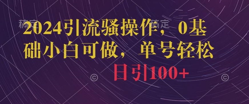 2024引流骚操作，0基础小白可做，单号轻松日引100+-智慧宝库