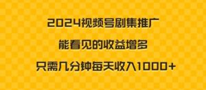 2024视频号剧集推广，能看见的收益增多，只需几分钟每天收入1000+-智慧宝库