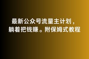 2月最新公众号流量主计划，躺着把钱赚，附保姆式教程【揭秘】-智慧宝库