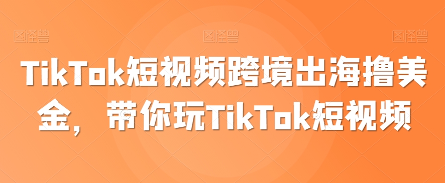 TikTok短视频跨境出海撸美金，带你玩TikTok短视频-智慧宝库