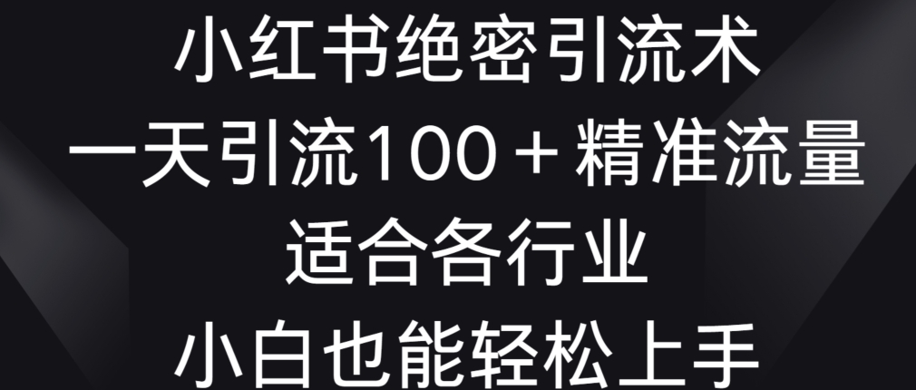 小红书绝密引流术，一天引流100+精准流量，适合各个行业，小白也能轻松上手【揭秘】-智慧宝库