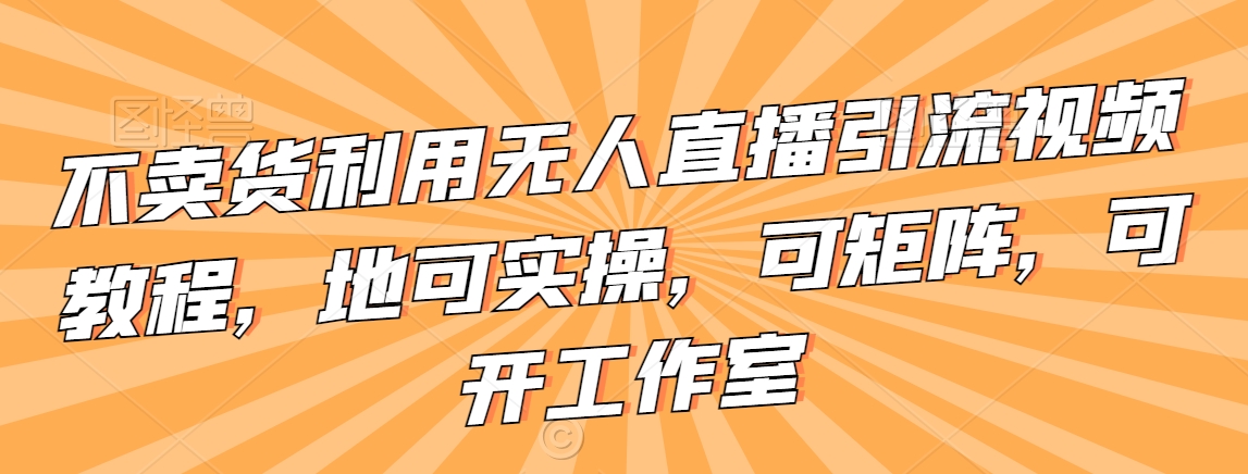 不卖货利用无人直播引流视频教程，地可实操，可矩阵，可开工作室【揭秘】-智慧宝库