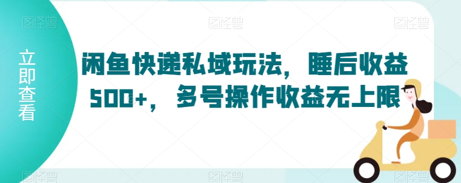 闲鱼快递私域玩法，睡后收益500+，多号操作收益无上限【揭秘】-智慧宝库