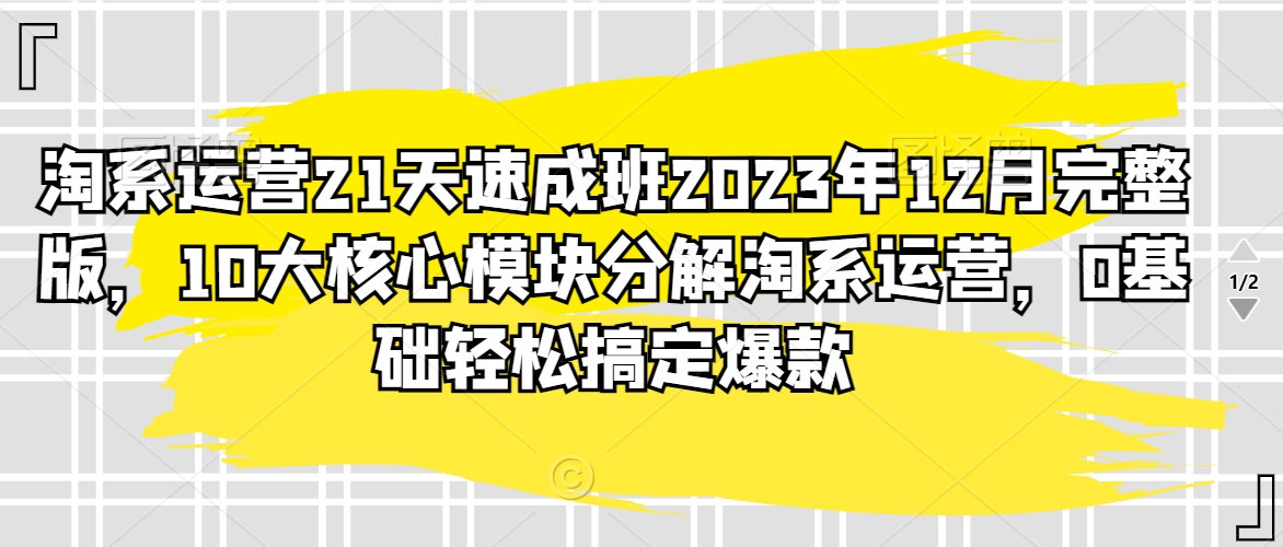 淘系运营21天速成班2023年12月完整版，10大核心模块分解淘系运营，0基础轻松搞定爆款-智慧宝库