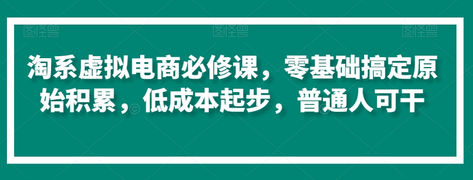 淘系虚拟电商必修课，零基础搞定原始积累，低成本起步，普通人可干-智慧宝库