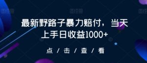 最新野路子暴力赔付,当天上手日收益1000+【仅揭秘】-智慧宝库