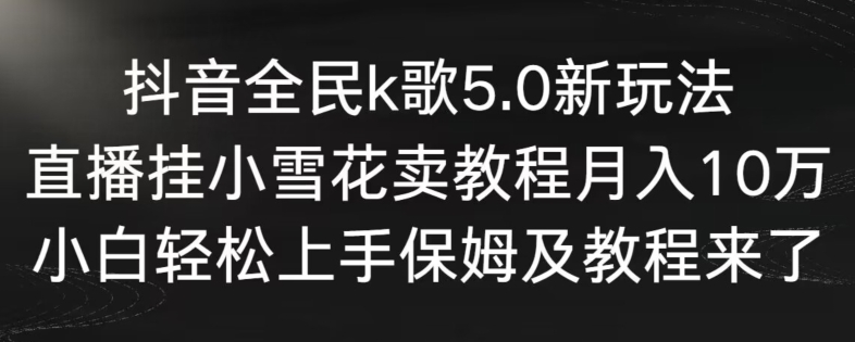 抖音全民k歌5.0新玩法，直播挂小雪花卖教程月入10万，小白轻松上手，保姆及教程来了【揭秘】-智慧宝库