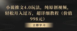 小说推文4.0玩法,纯原创视频,轻松月入过万,超详细教程(价值998元)【揭秘】-智慧宝库