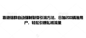 靠微信群自动强制裂变引流方法，日加200精准用户，轻松引爆私域流量-智慧宝库