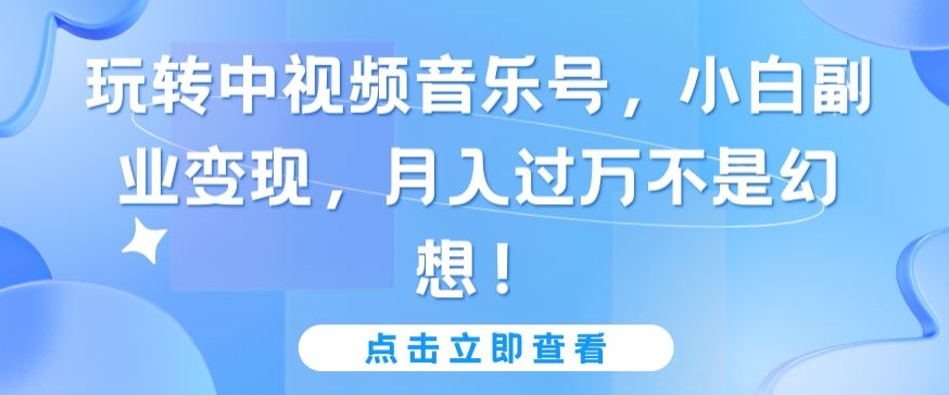 玩转中视频音乐号，小白副业变现，月入过万不是幻想【揭秘】-智慧宝库