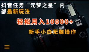 抖音任务“元梦之星”内部最新玩法,新手小白无脑操作,轻松月入10000+【揭秘】-智慧宝库
